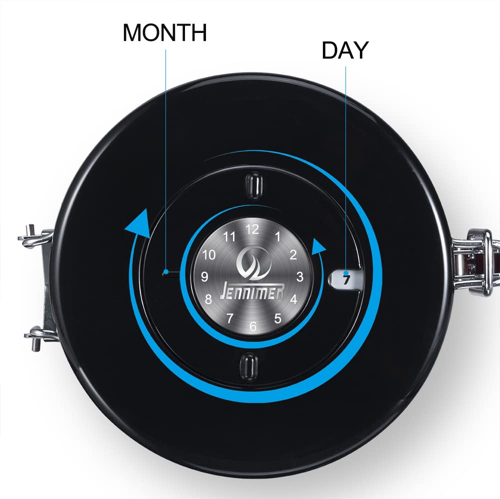 Jennimer Coffee Canister - Large, Stainless Steel Airtight Coffee Containers With Transparent Window,Date Tracker, Co2-Release V