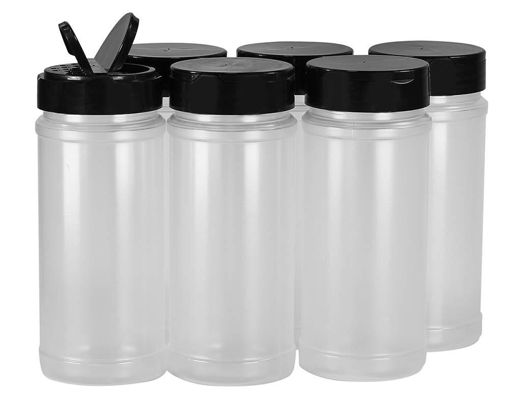 Pinnacle Mercantile Square 16Oz. Spice Jars W/Sifter Lids (6-Pack) Empty, Reusable Containers For Herbs, Seasonings, Confectiona