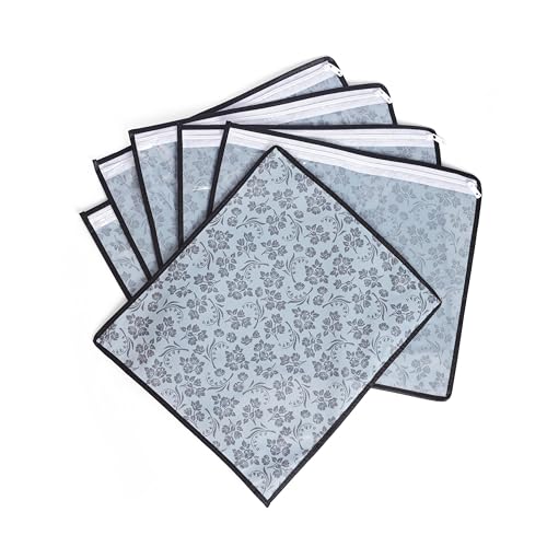 Homfil Brand - Laxis Non-Woven Printed Single Saree Cover, Saree Bag Pack Of 10Pcs, Transparent Saree Covers With Zip, Saree Cov