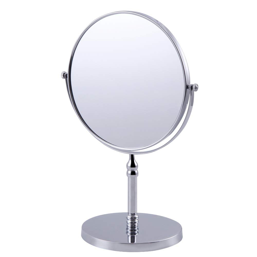 Kimzcn 8-Inch Large Double Sided Swivel Vanity Mirror With 3 X Magnification, Oval Shaped Two-Sided Makeup Mirror, Bathroom Tabl
