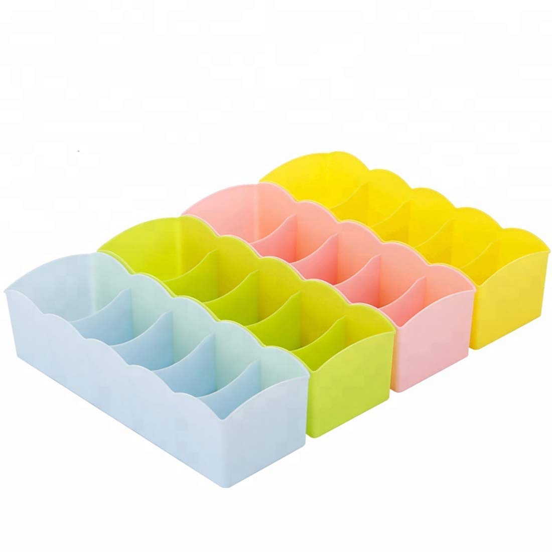 Inkulture Plastic Socks Undergarments Innerwear Cosmetic Makeup Drawer Organiser Partition Grids Rack Storage Box, Multicolour, 