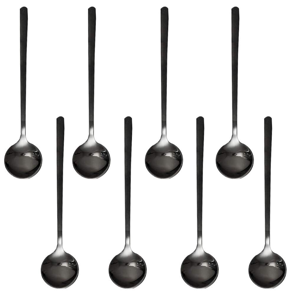 Pack Of 8, Black Stainless Steel Espresso Spoons, Findtop Mini Teaspoons Set For Coffee Sugar Dessert Cake Ice Cream Soup Antipa