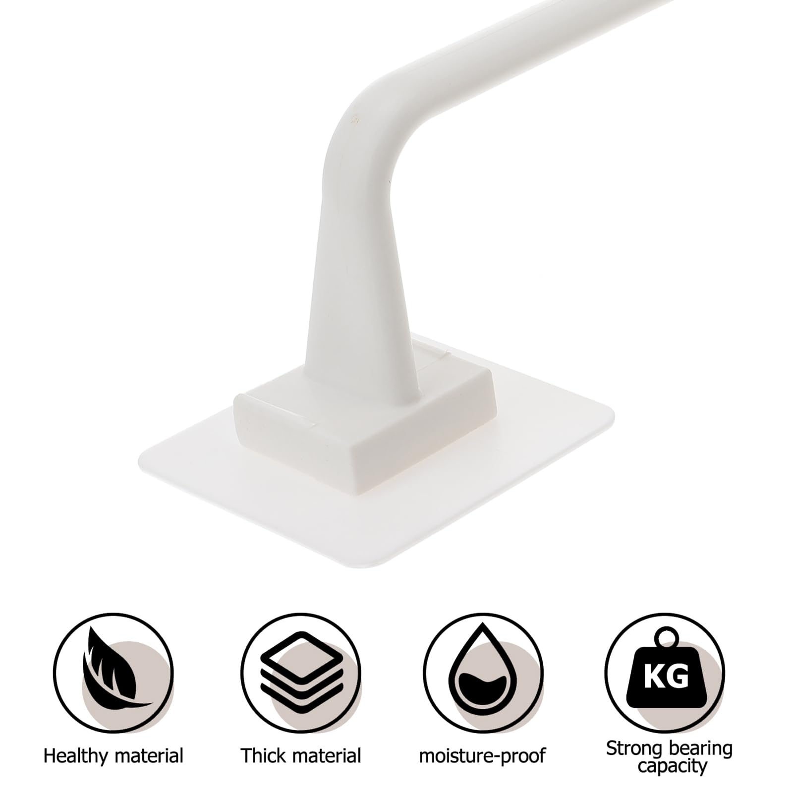 Doitool White Towel Rack Bathroom Hand Towel Holder No Drill Single Towel Rod Hand Towel Holder Adhesive Bathroom Towel Hanger F