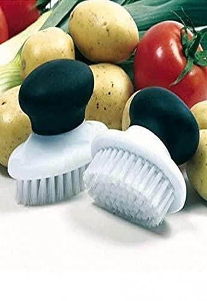 Norpro Grip-Ez Scrub Brush - 3 Inch Vegetable Brush - Non-Slip Grip (2-Pack)