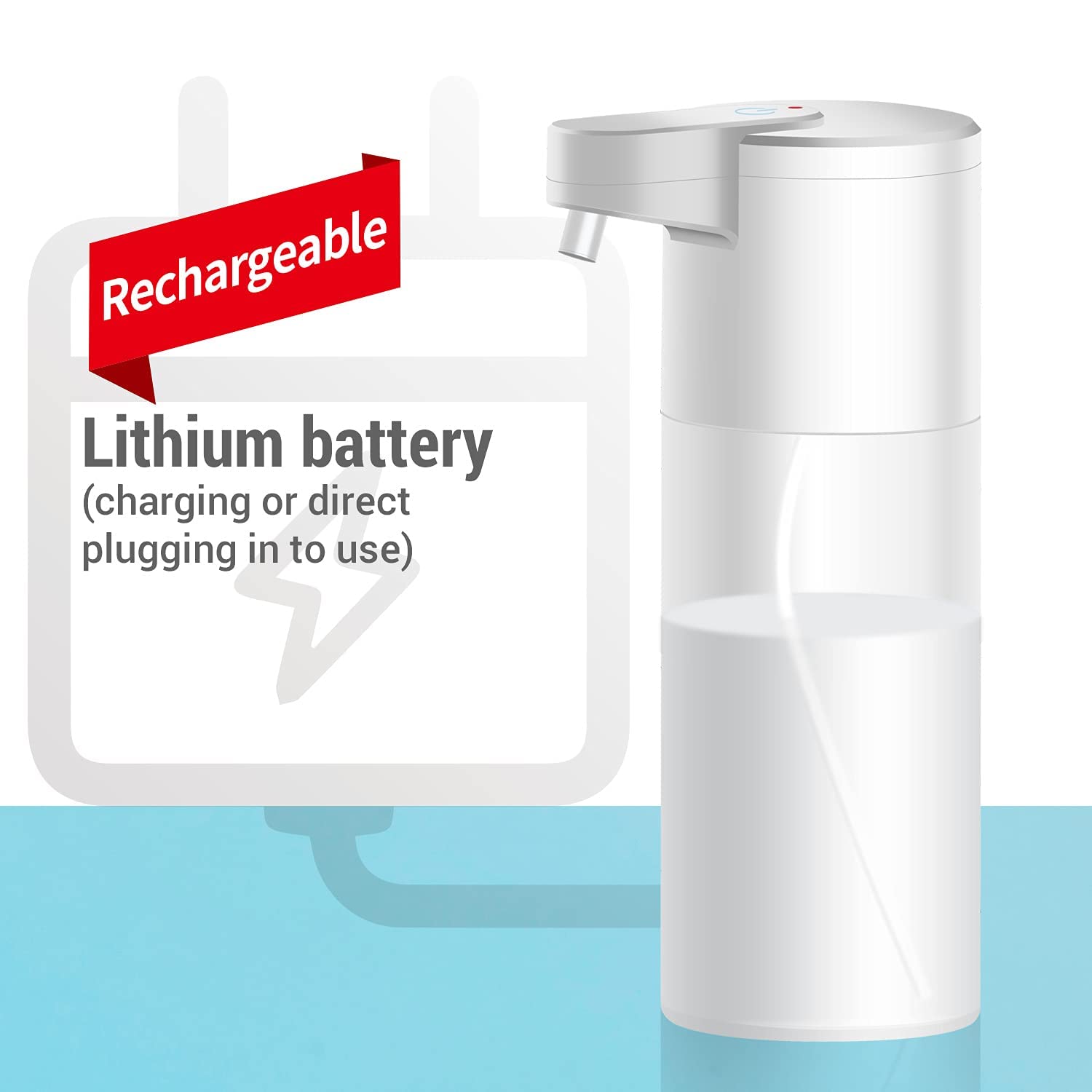 Rechargeable Automatic Foam Soap Dispenser,Polygens Touchless Foaming Hand Soap Dispenser, 16.9Oz, Upgraded Infrared Sensor, 5-L