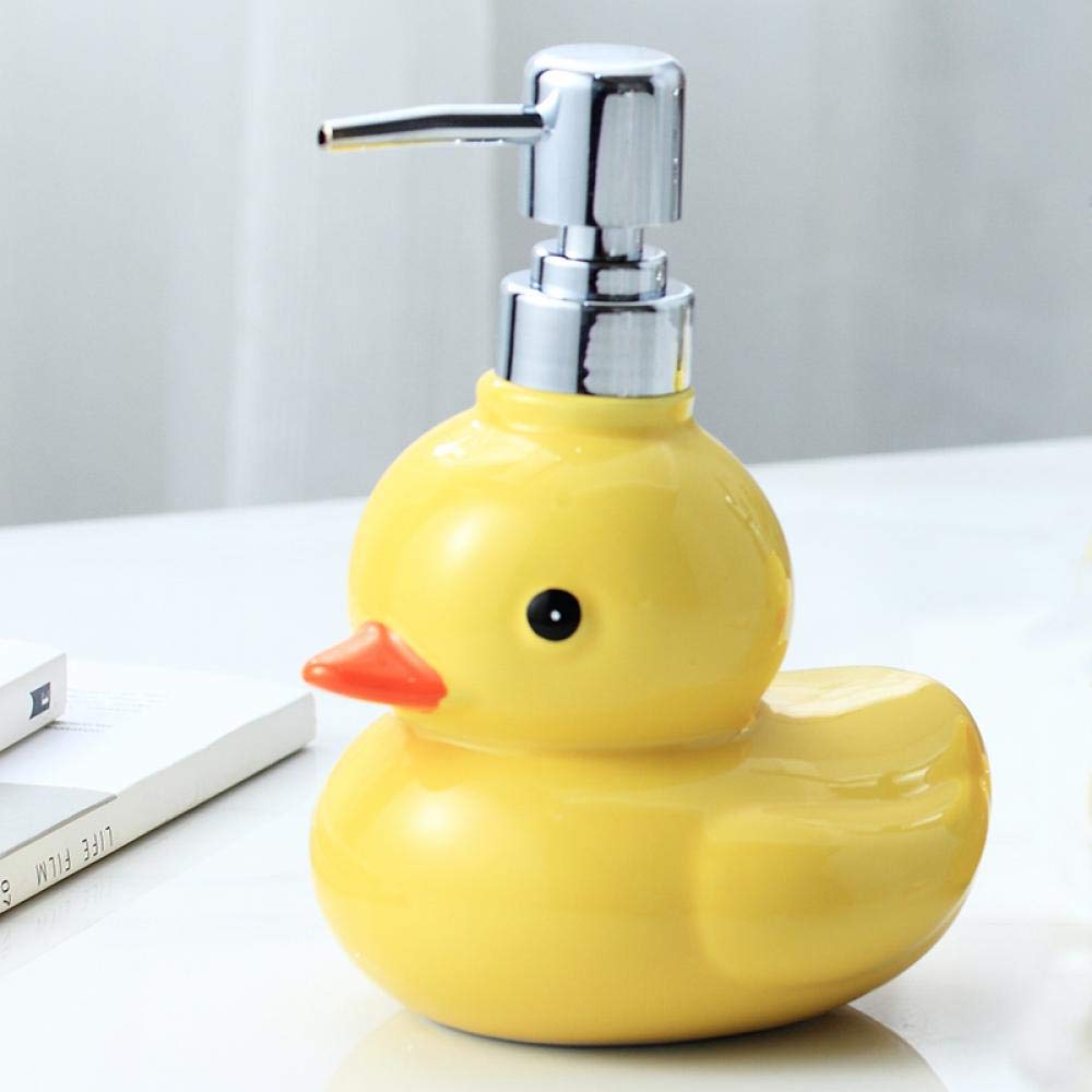 123Arts Ceramics Duck Soap Dispenser with Stainless Pump Soap Bottle or Lotion Bottle Home Decoration