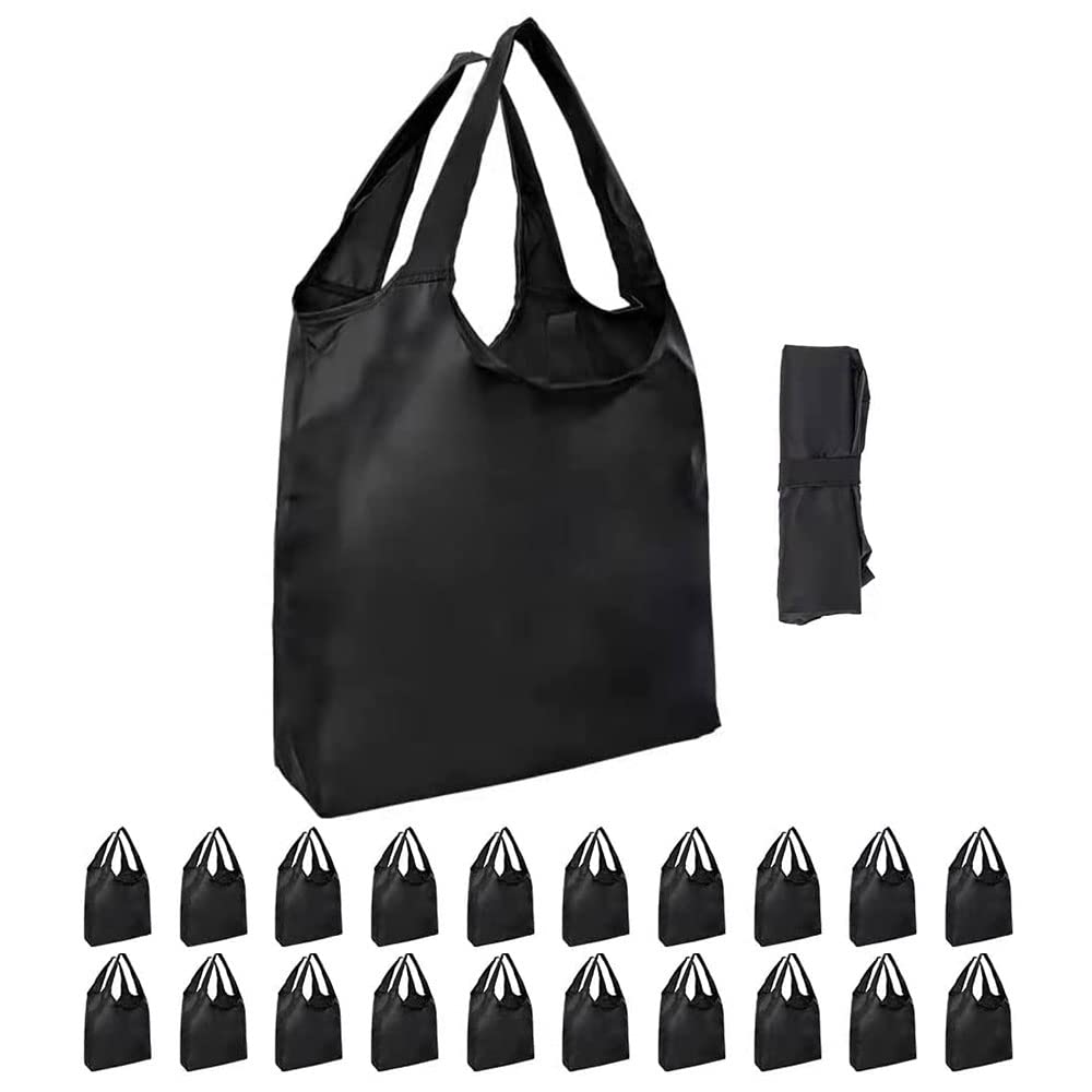 20 Pack Durable Folding Large Kitchen Reusable Shopping Bags With Handles Bulk, Aricsen Recycle Foldable Grocery Heavy Duty Wash