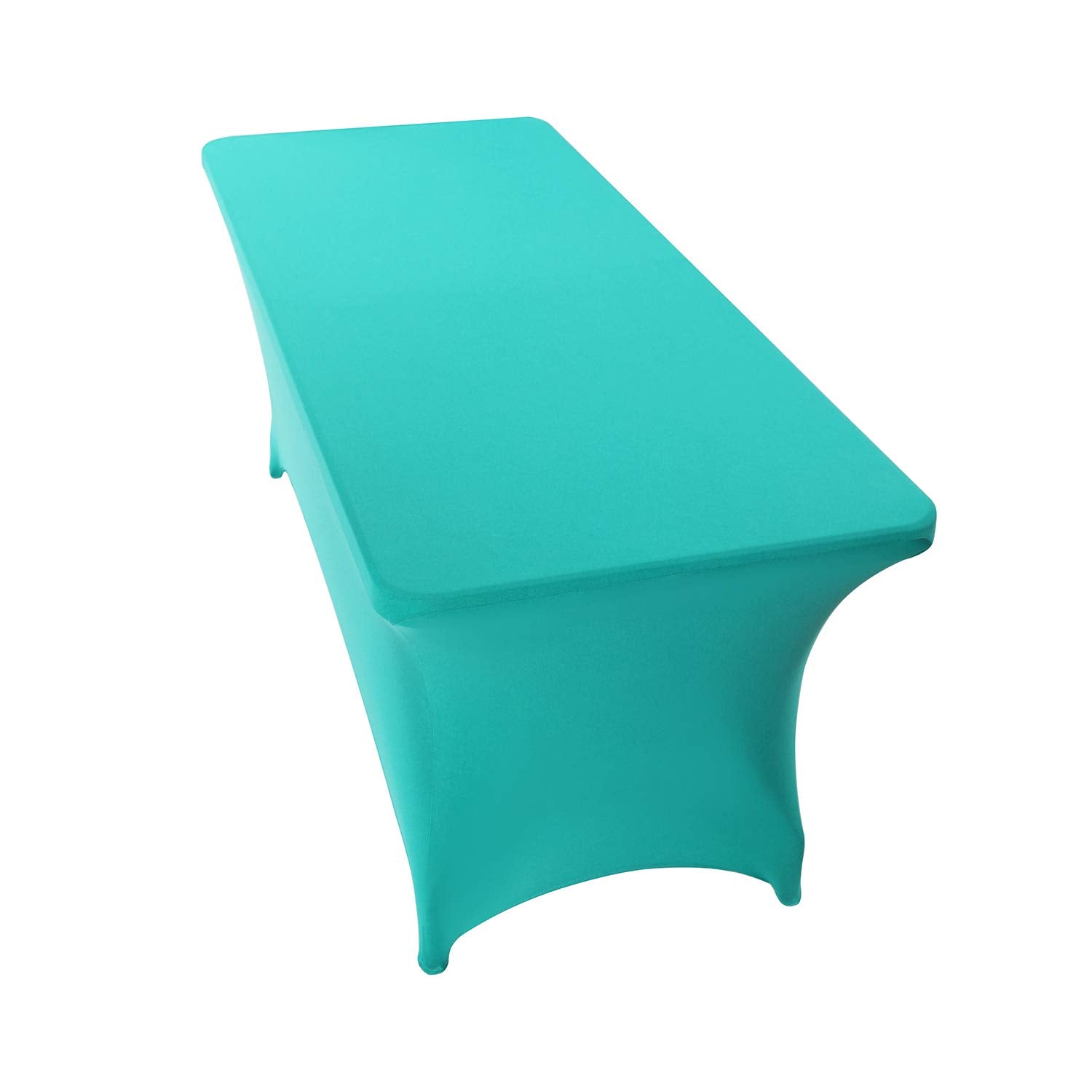 Peomeise 8Ft Spandex Table Cover Rectangular Stretch Spandex Tablecloth (Turquoise,8Ft)