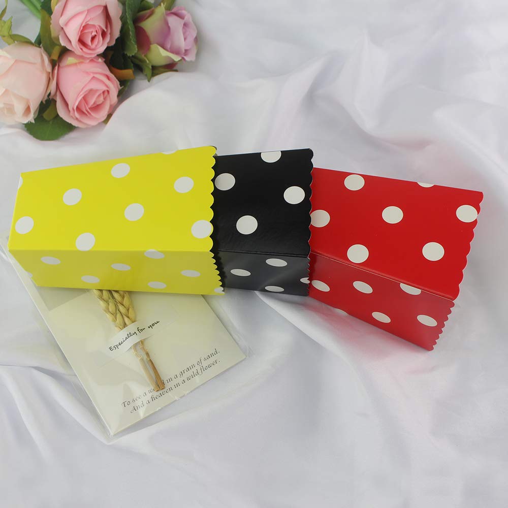 Red Black Yellow Paper Popcorn Boxes 36pcs  Cardboard Polka Dot Popcorn Containers for Party Favor (red Black Yellow  36pcs)