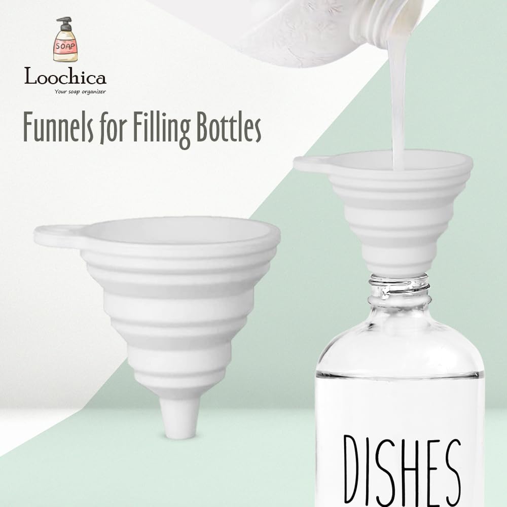 Loochica Dish Clear Glass Soap Dispenser With Plastic Pump, 16 Oz Transparent Dish Soap Dispenser Set Refillable Reusable Apothe