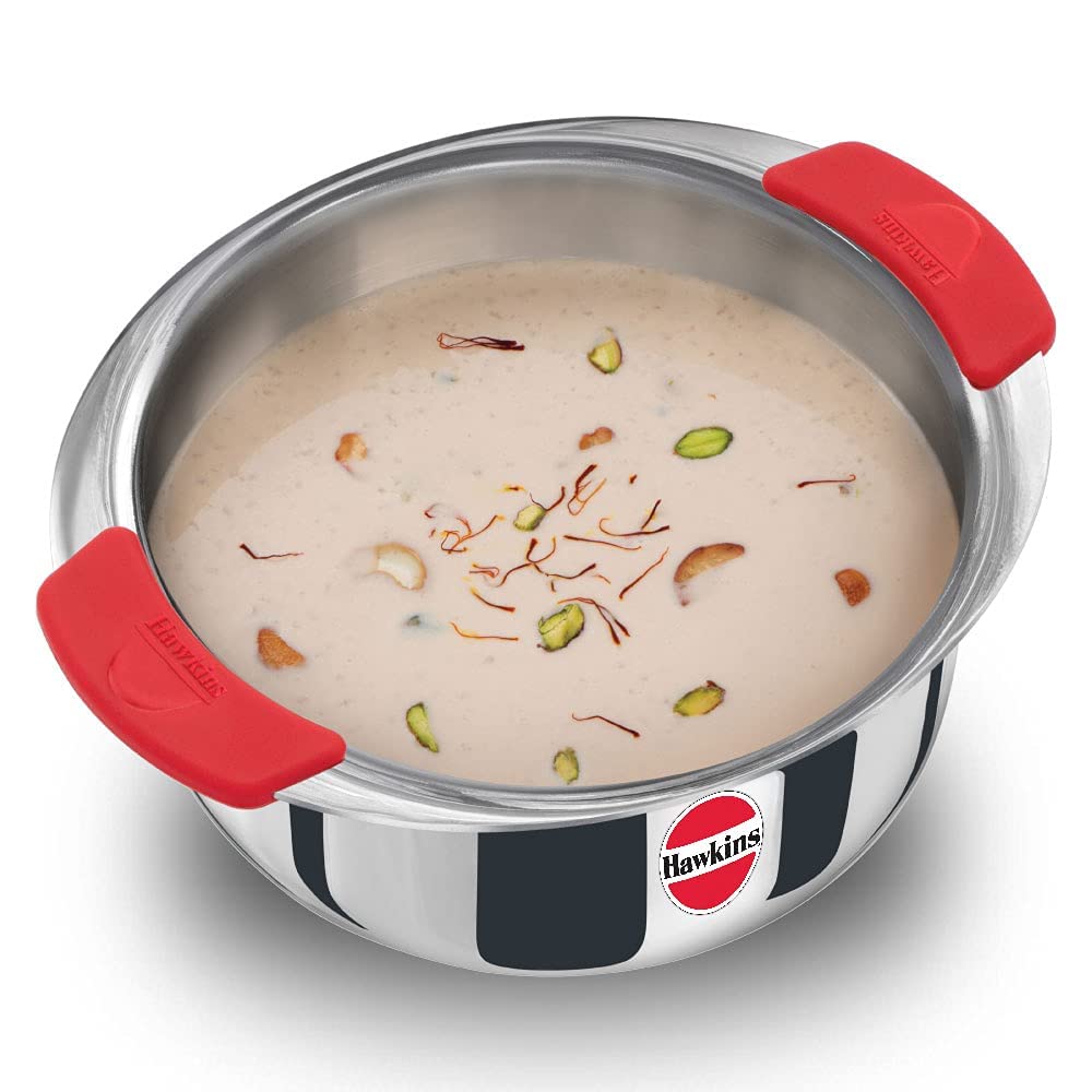 Hawkins 2.5 litre Metro Patila, Triply Stainless Steel Tope, Induction Bhagona, Tapeli, Silver (SSP25)