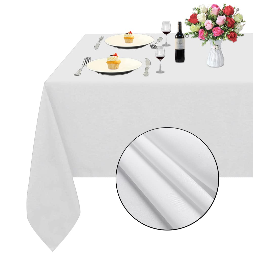 Trlyc Polyester Tablecloth - 72X72 White Square Tablecloth Wrinkle Washable Resistant Tablecloth100% Polyester Overlay Party Wed