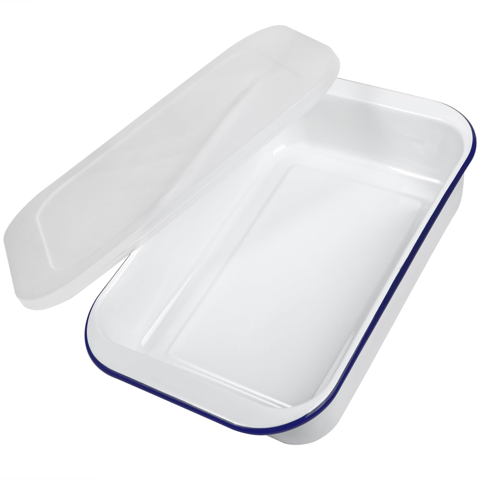 Webake Rectangular Enamelware 9x13 Baking Pan with Lid, Enameled Steel Roasting Pan, Baking Dish, Lasagna Pan, Food Containers