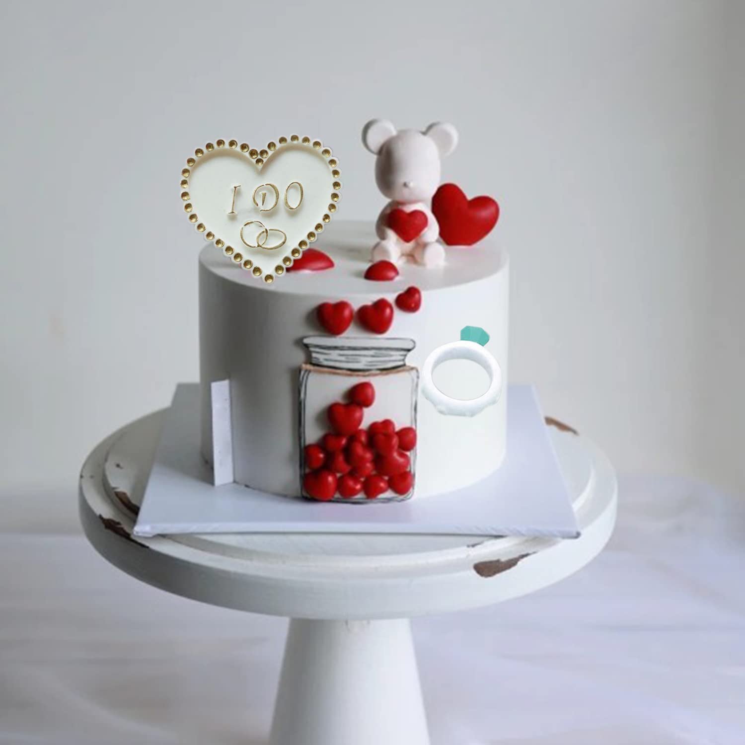 Mujiang Heart Mr Mrs I Do Silicone Fondant Mold Thank You Ring Candy Chocolate Mold For Wedding Cake Decorating Gum Paste Polyme