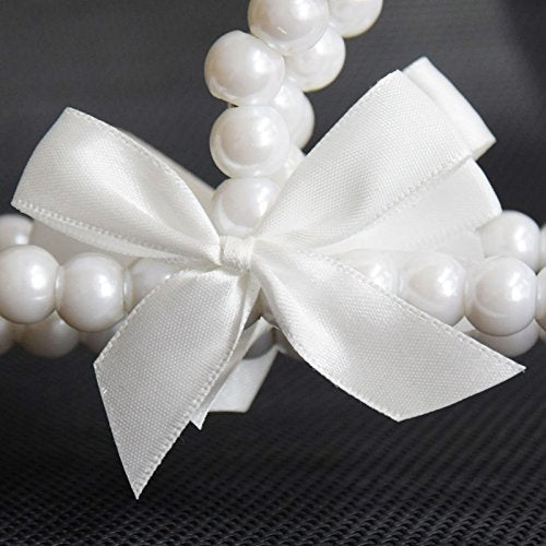 Buueerr 5 Pack Pearl Beads Metal Elegant Rosette Clothes Hangers For Kids Children Pet Dog (Style B White)