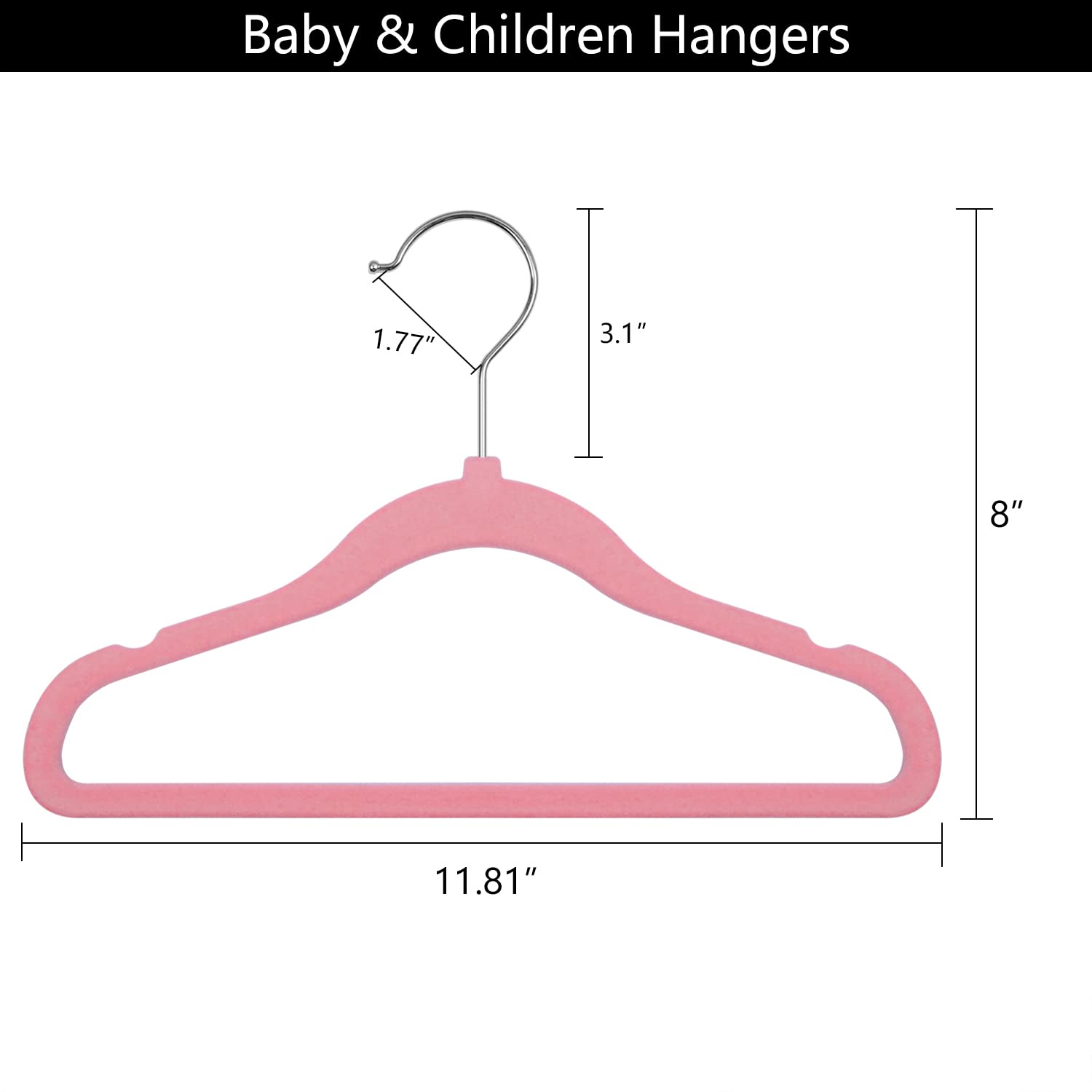 Goodtou Kids Hangers Velvet Baby Hangers Non Slip Pink Toddler Infant Hangers 20 Pack Baby Clothes Hangers For Closet