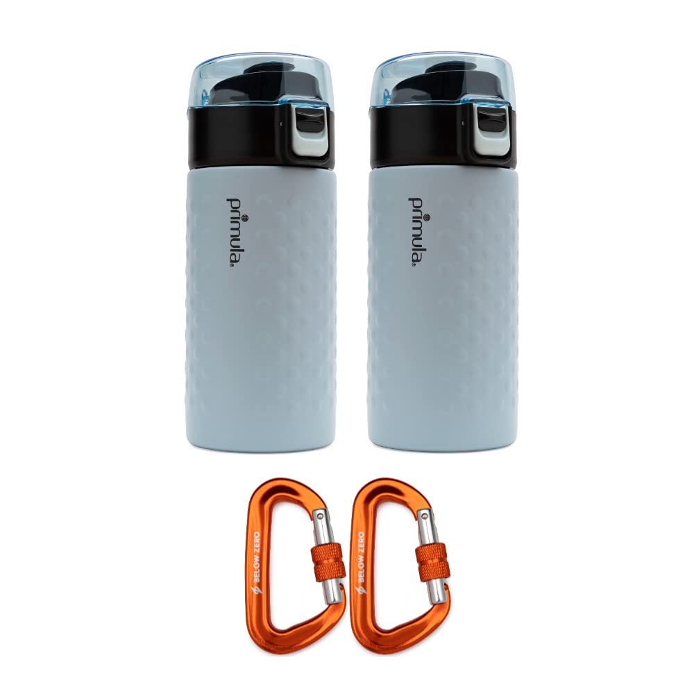 Primula Hamilton 12-Ounce Double Wall Stainless Steel Tumbler (2-Pack) Bundle With 12Kn Heavy Duty Carabiners (2-Pack) (4 Items)