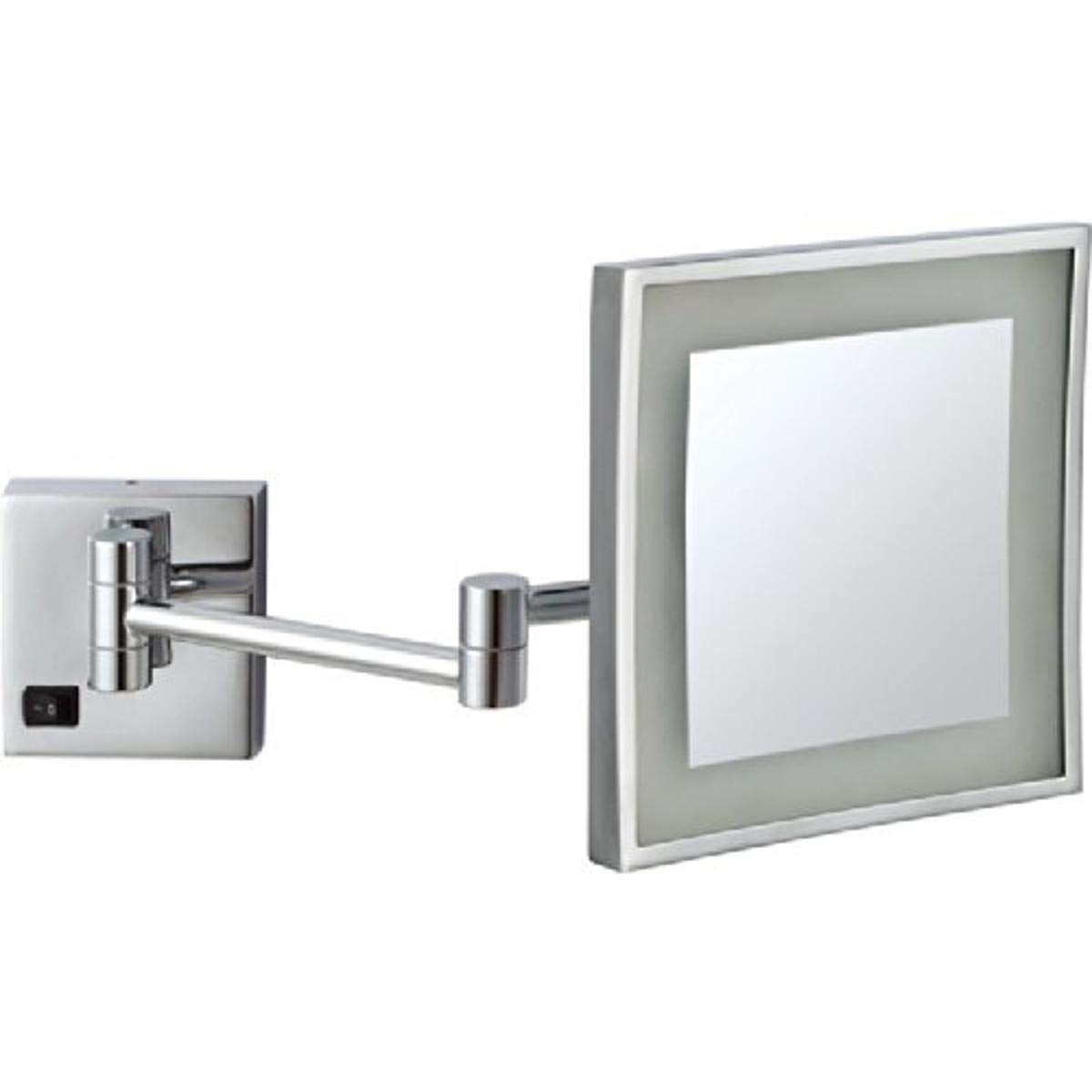 Nameeks AR7701-CR-5x Glimmer Square Wall Mounted LED 5x Magnification Makeup Mirror, Chrome, 8 Inch