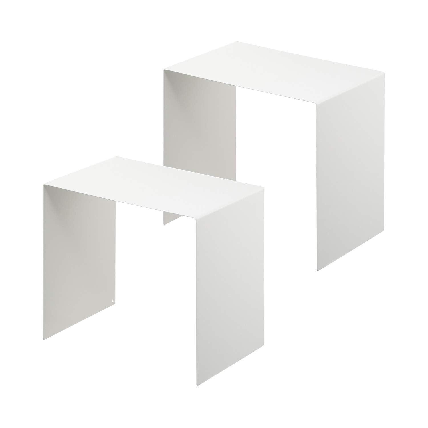 Yamazaki Home Cabinet Storage Organizer | Set Of 2 | Kitchen Pantry | Steel | Riser, One Size, White