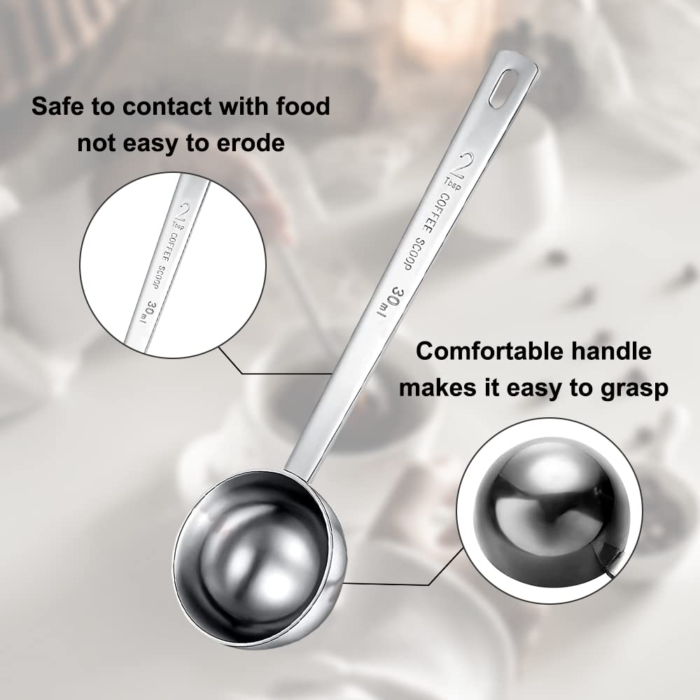 Coffee Scoop, Stainless Steel Coffee Spoons Set, 1 Tablespoon (15Ml) And 1 Tablespoons (30Ml) Measuring Spoon, Tablespoon Measur