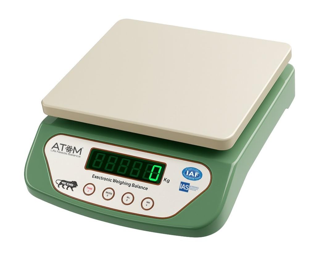 Atom Aliston K1 Series Digital Kitchen Weighing Scale 30 Kg, Electronic Weight Machine With Lcd Display For Baking, Cooking, Foo