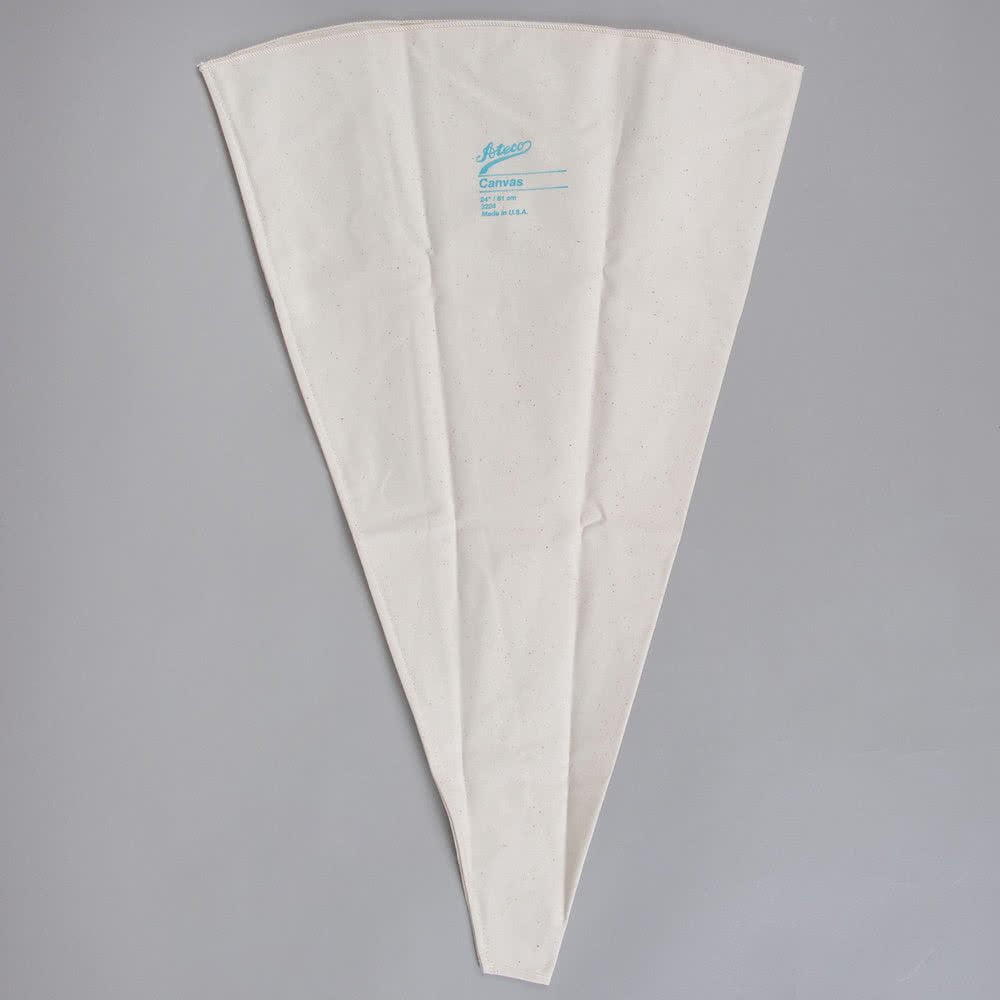 Ateco 3224 24'' Canvas Pastry Decorating Bag - Durable Heat Resistant Canvas, Hemmed Tip, French Seamed Side.