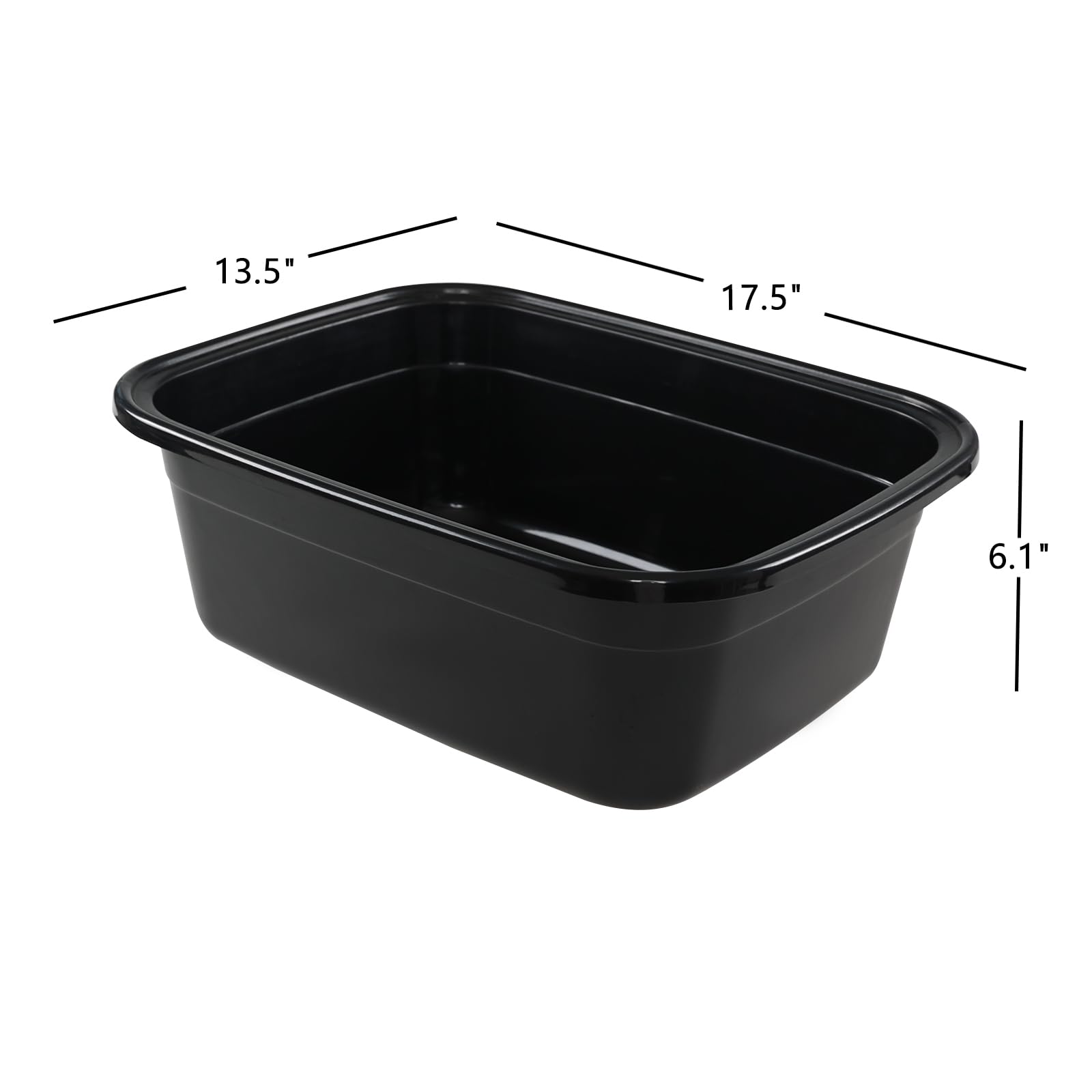 Leendines 18 Quart Plastic Rectangular Dish Pan, Black Wash Basin Set Of 2