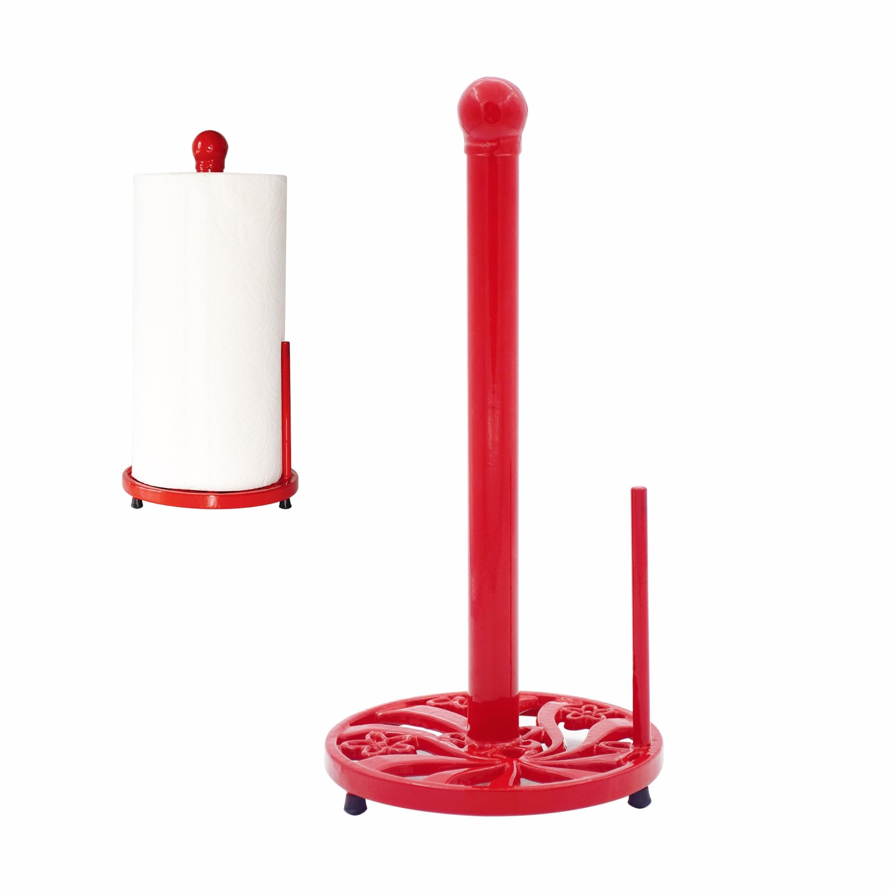 Minluful Vintage Paper Towel Holder Countertop - Cast Iron Standing Roll Paper Towel Dispenser With Elegant And Heavy Daffodil P