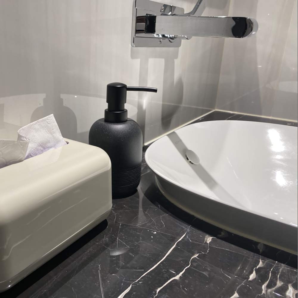 Galdal 2Pcs/Set Matte Black Soap Dispenser Sets,Hand Soap And Lotion Dispenser For Bathroom Countertop,Morden Soap Dispenser For