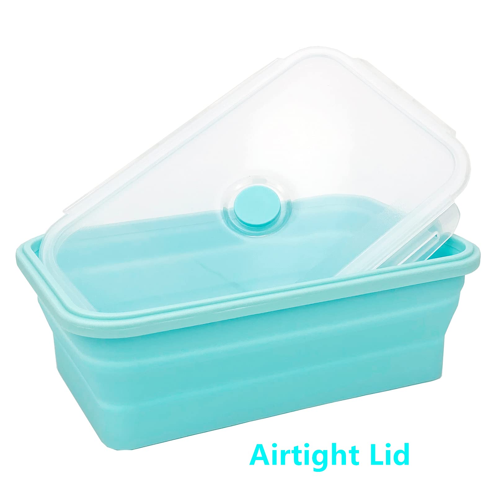 Cartints Large Collapsible Camping Food Containers, 1200Ml Silicone Lunch Container, Microwave Safe Reusable Meal Prep Container