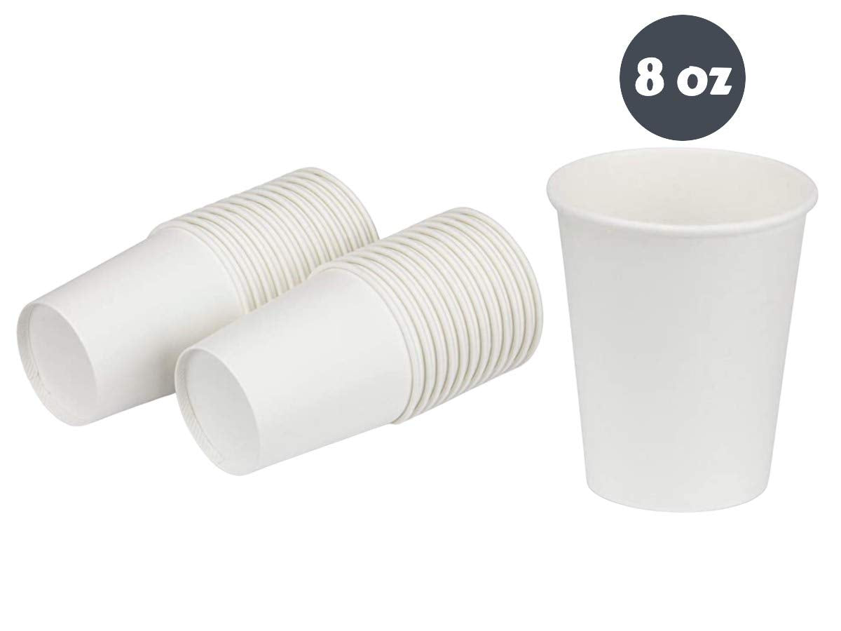 1InTheHome 8 oz Coffee Cups With Lids Disposable Paper Coffee Hot Cups (50 Cup & 50 Lids)