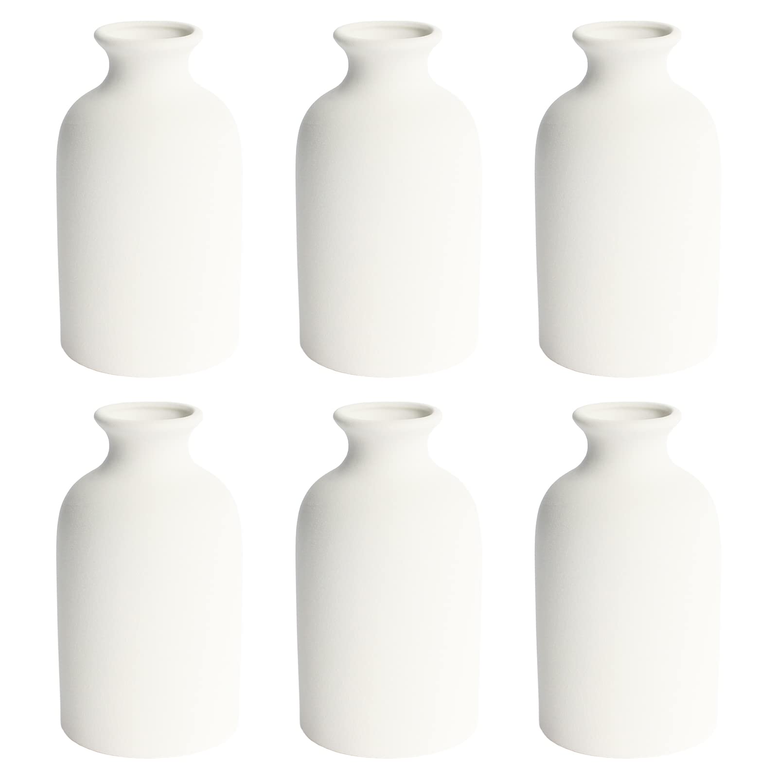 YANLING 6 Pack White Vase Small Ceramic Vases for Decor, White Vases for Flowers Boho Vase for Home Decor, Pampas Grass Vases Dr