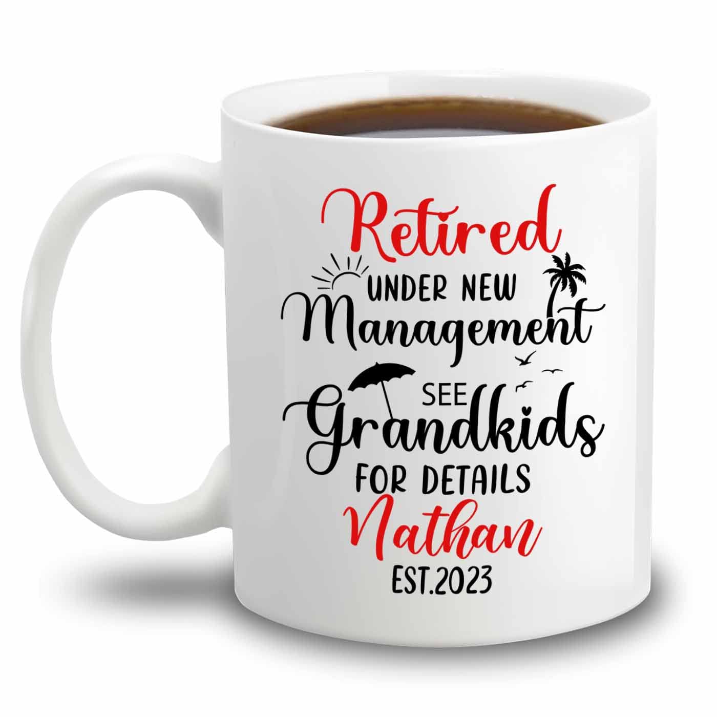 Personalized Name Retired Coffee Mugs Cups Gifts For Retired Employee Retiree, Customized Retired Under New Management See Grand