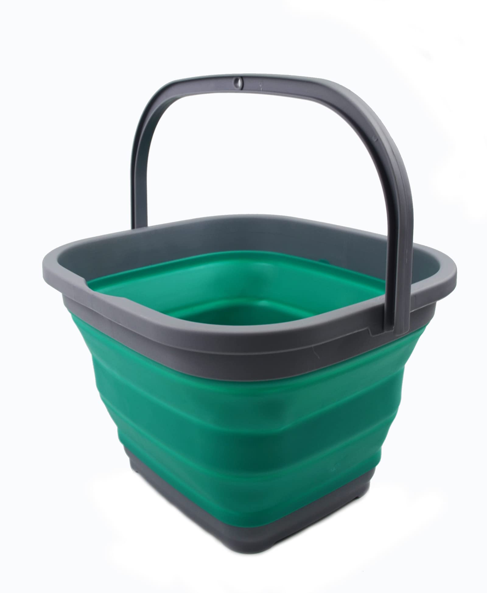 Sammart 11L (2.9 Gallon) Collapsible Rectangular Handy Basket/Bucket (1, Dark Grey/Bluish-Green)