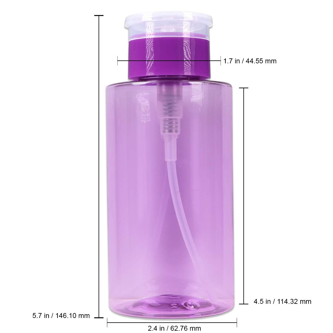 10Oz Purple Push Down Pump Dispenser Empty Refillerble Bottle With Flip Top Cap - For Nail Polish, Travel, Cosmetics Packaging