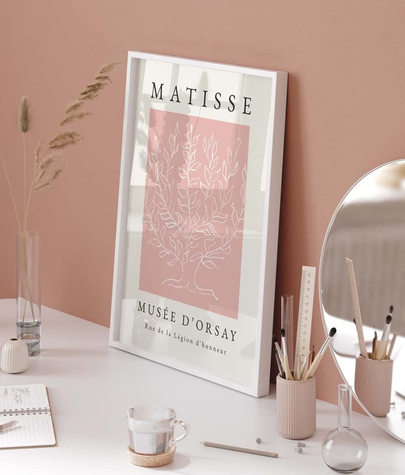 Hesendot Matisse Wall Art Decor Set Of 3,Abstract Matisse Wall Art Exhibition Posters,Unframed Pink Tree Wall Art,Truly Quality