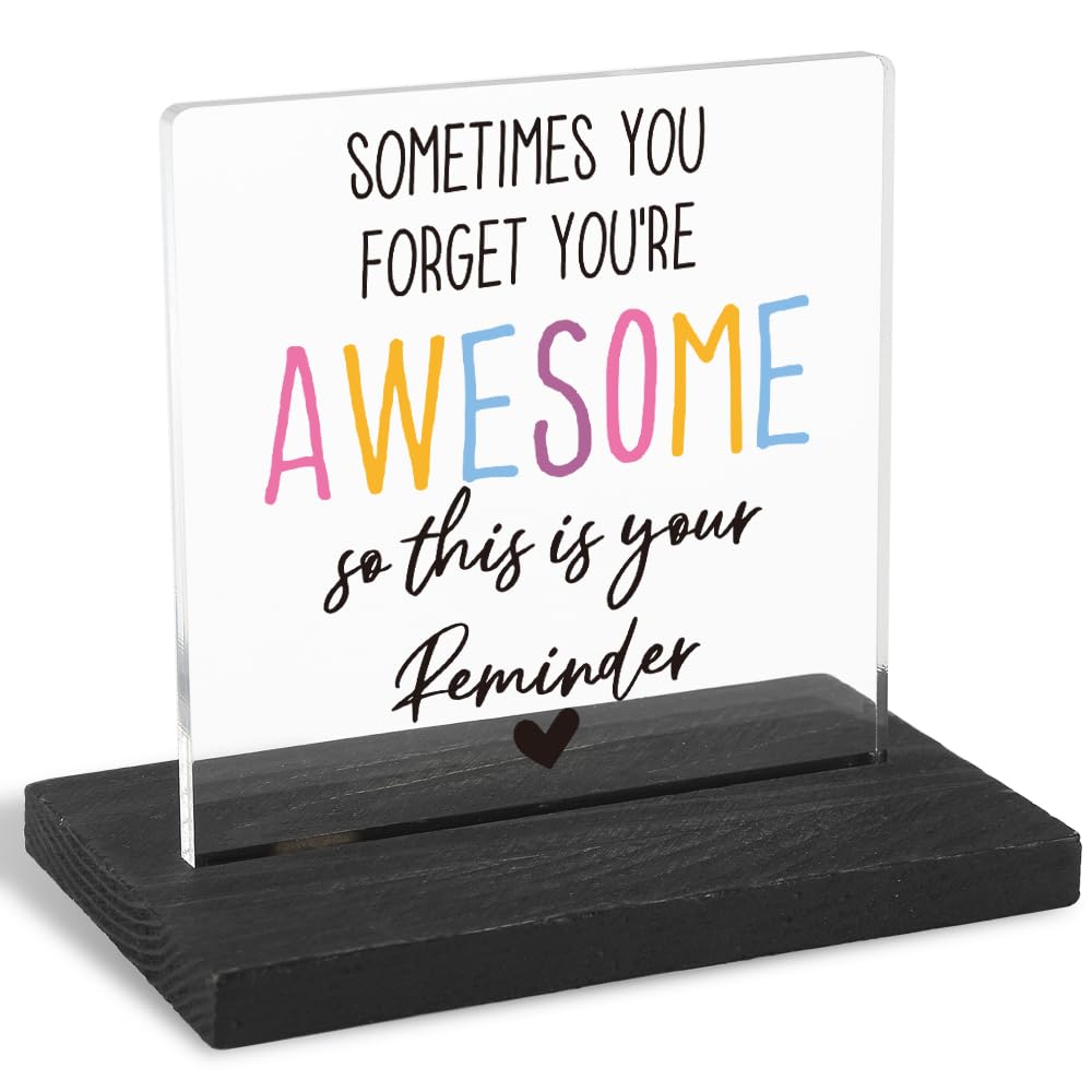 FOUGSTA Affirmations Sign,Employee Appreciation Gift, Thank You Gift, Modern Transparent Acrylic Desk Plaque with Inspirational 