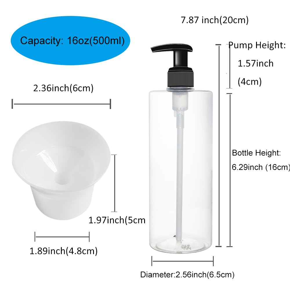 Bpfy 6 Pack 16 Oz Plastic Pump Dispenser Bottles For Massage Oil, Shampoo, Lotions, Body Wash Pump Bottles, Hand Sanitizer Refil