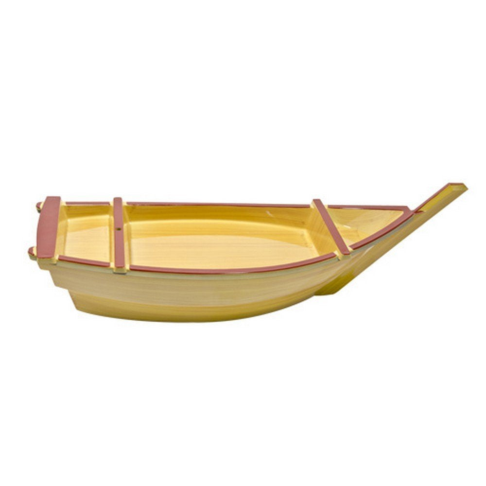 Japanbargain 4120, Japanese Sushi Boat Plastic Sashimi Sushi Serving Tray Boat Shaped Food Platter, Made In Japan, 18.5-Inch, Ye