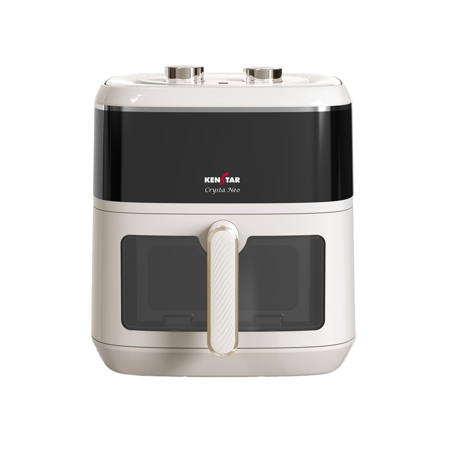 Kenstar Crysta Neo 5.8L Air Fryer, 1300W, Manual Control, 8 Preset Menus, Oil-Free Cooking, White & Black