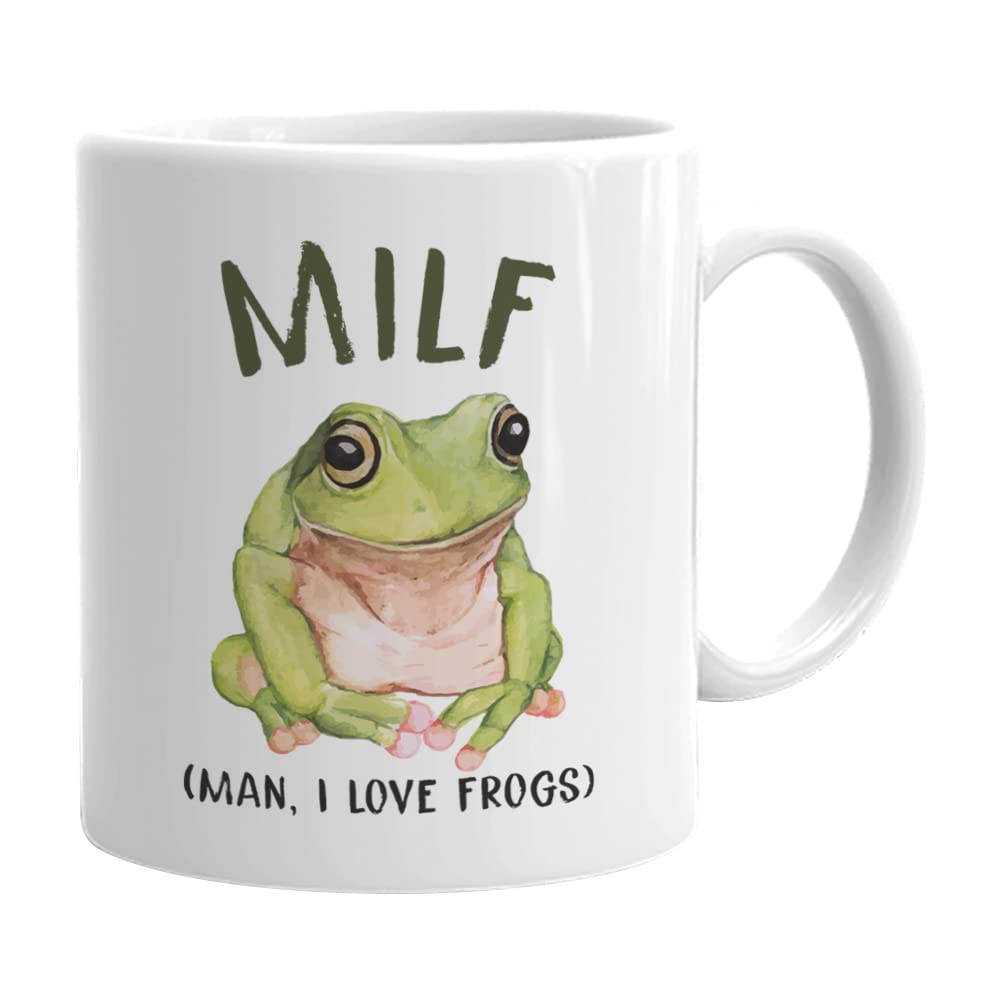 Bubble Hugs Love Card Coffee Mug 11 Oz, Milf: Man, I Love Frogs Funny Hilarious Pun Gift Idea For Couple Valentines Anniversary