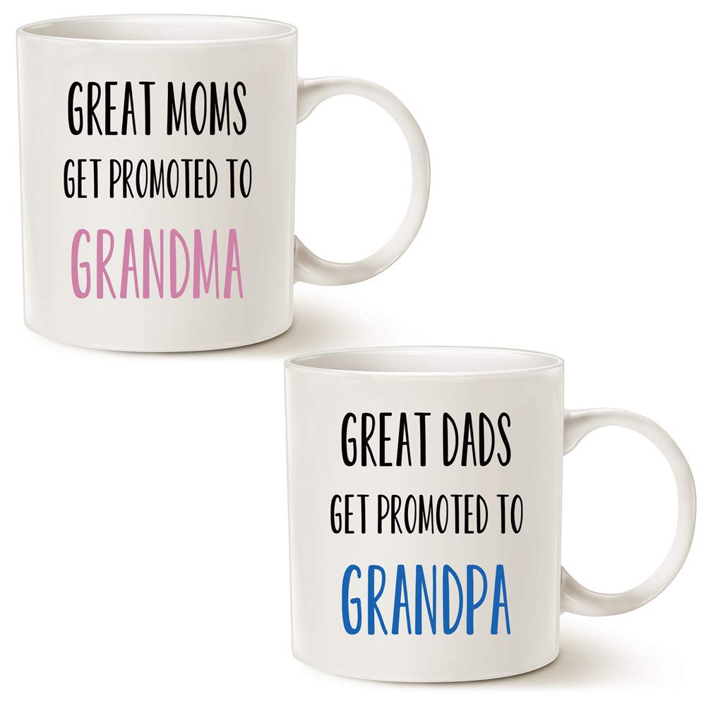 Mauag Funny Grandparent Coffee Mug Christmas Gifts, Great Moms/Dads Get Promoted To Grandma/Grandpa Best Birthday Gifts For Gran