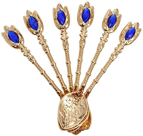 Alisveristime (Set Of 6 Handmade Turkish Tea Water Zamzam Serving Set Glasses Saucer (Gold)