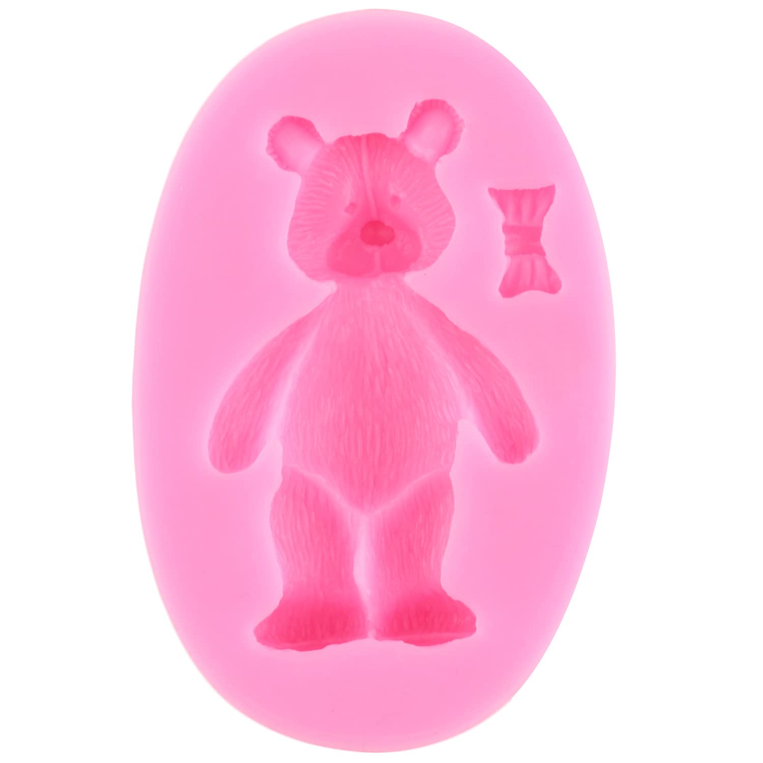Mypracs Bear Silicone Fondant Molds Bear Bowknot Chocolate Mold For Teddy Bear Cake Decorating Cupcake Topper Gum Paste Candy Po