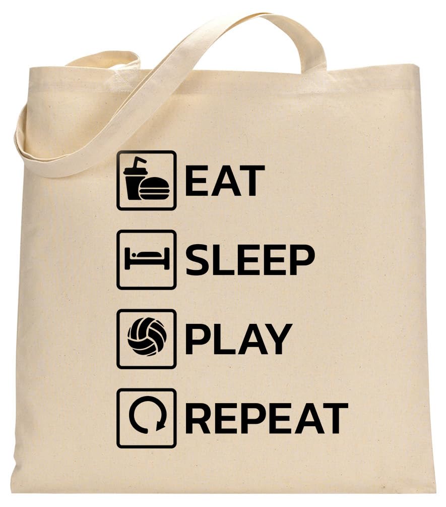 Canvas Tote Bag For Women Volleyball Lovers Reusable Bag For Shopping Tote Bag Volleball Repeat