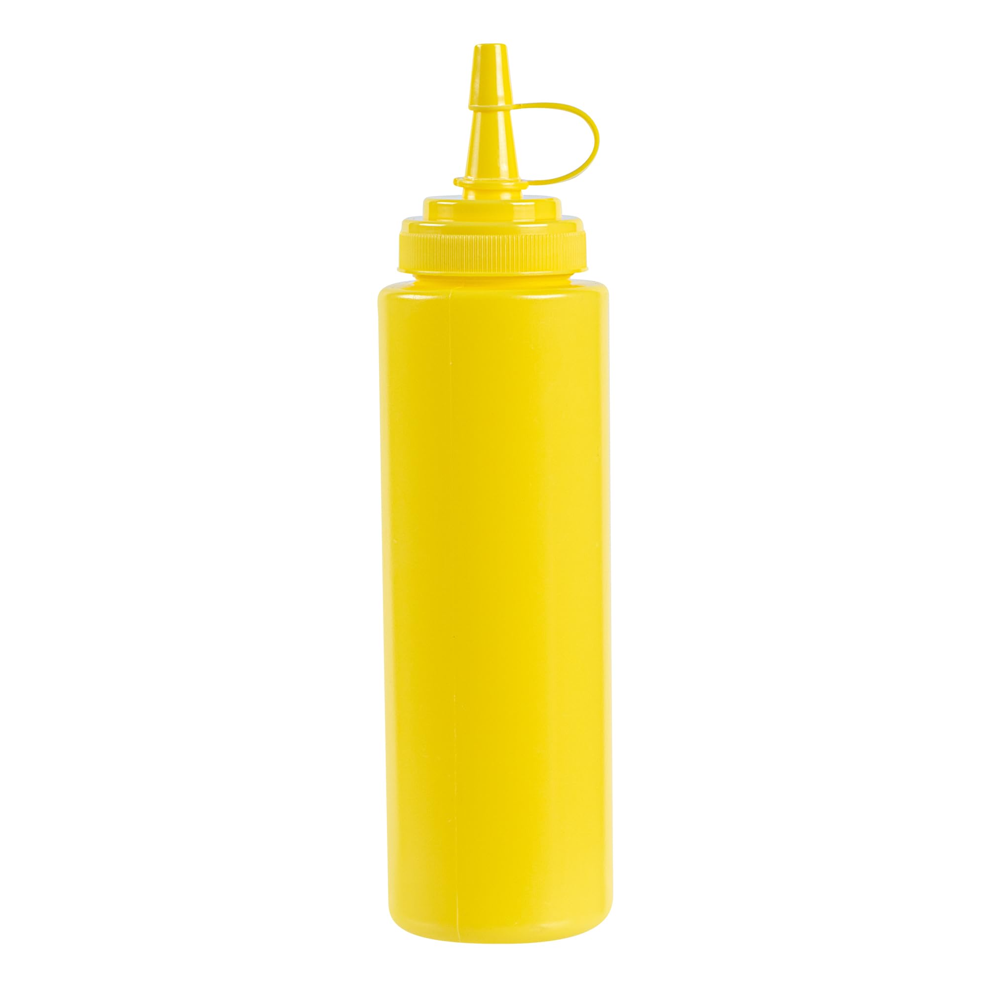 Restaurantware Plastic Squeeze Bottle 8 oz Wide Mouth Condiment Bottle With Cap Reusable Dishwashable Yellow Sauce Dispenser For