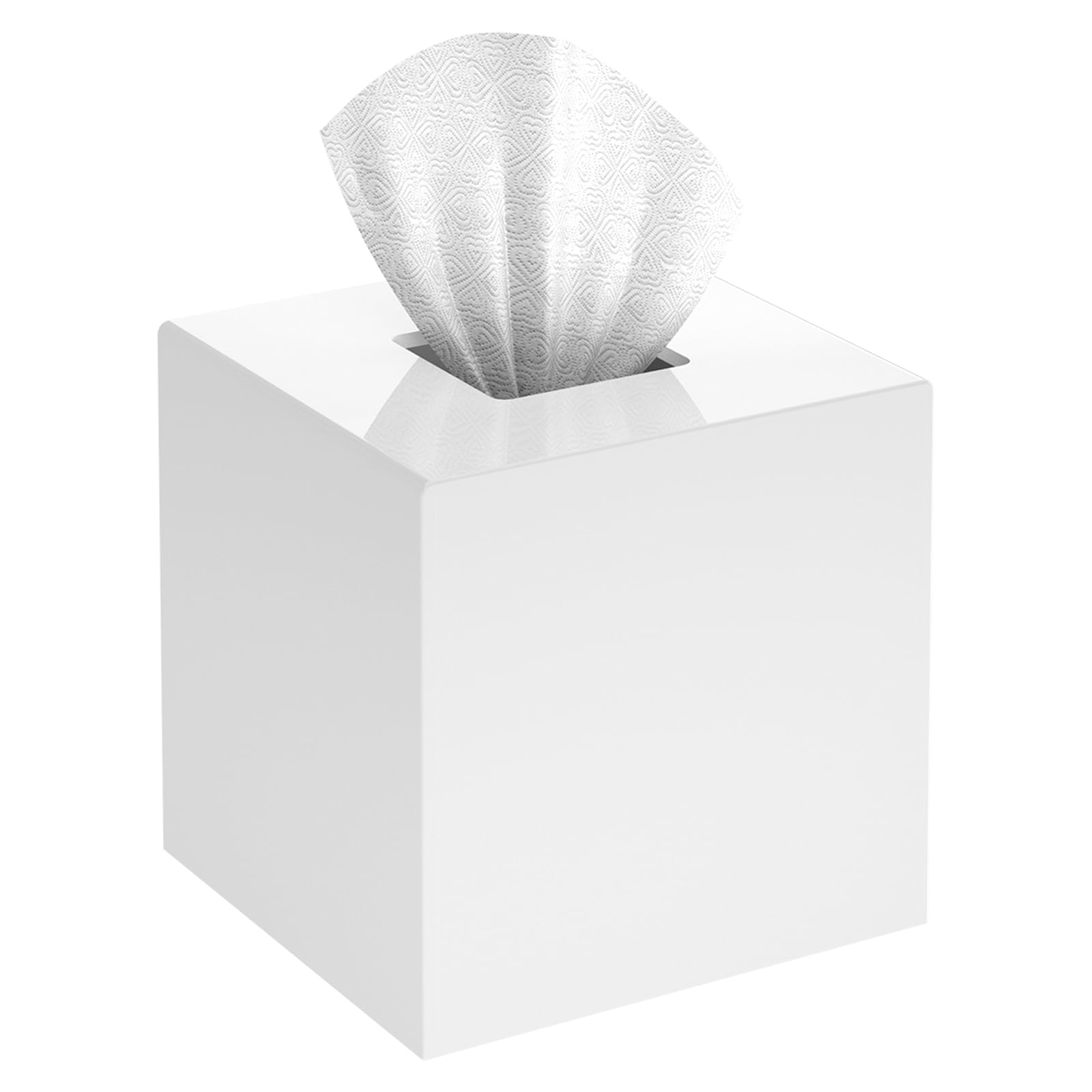 SILUT Tissue Box Cover Square, Shiny Acrylic Tissues Holder, Facial Tissue Holder, Modern Tissue Dispenser for Bathroom Bedroom 
