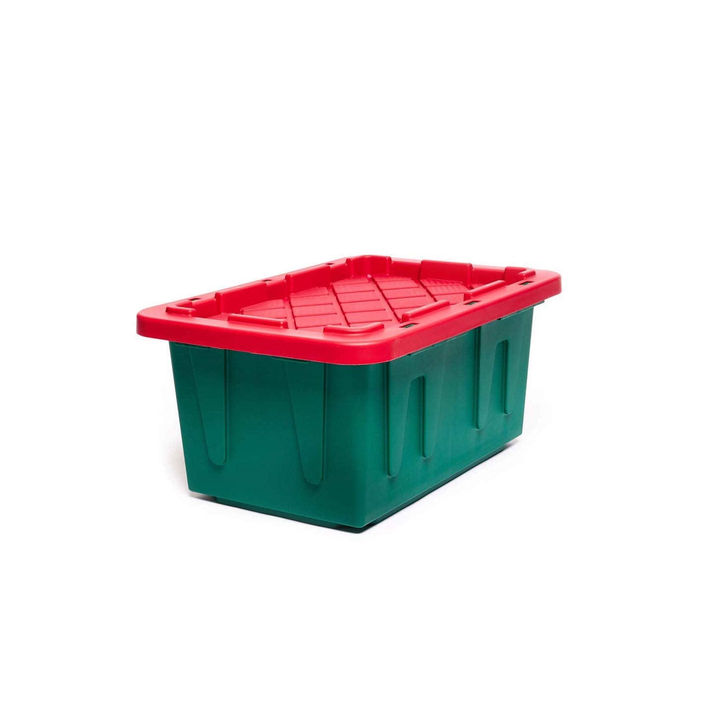 Homz 2 Pack Durabilt Storage, Heavy Duty Stackable Bins, 15 Gallon, Green/Red