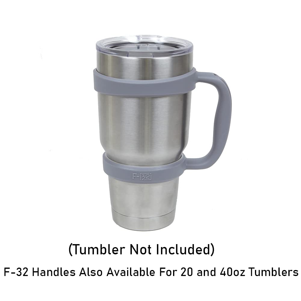 F-32 Handle - 19 Colors - 30Oz Size - Compatible With 30 Oz Yeti And 30 Oz. Ozark Trail Tumbler Travel Mug (30 Oz, Zen Gray)