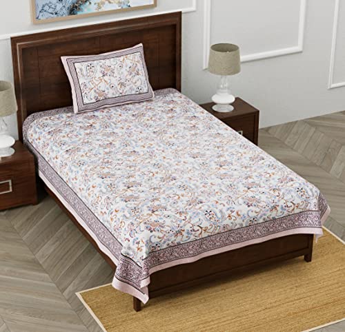 Easygoods 240 Tc Cotton Bedsheet For Single Bed Pink, Monarchsingle05 Bedsheet Single Size Bed Cotton, Single Size Bedsheet, Sin